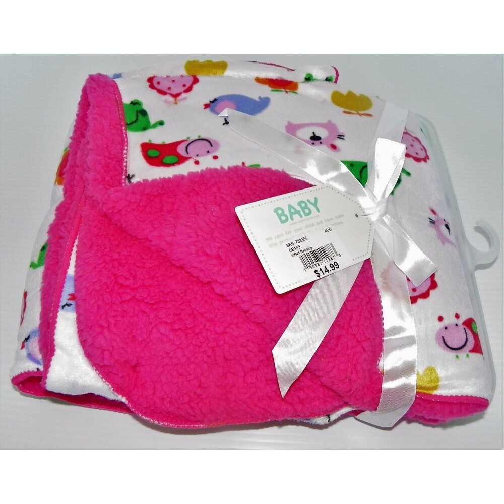 BABY Sherpa Throw Blanket Newborn/Infant Plush Multicolor Garden Flower Friends